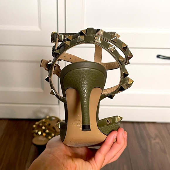 Valentino Rockstud Calfskin Ankle-Strap Pumps - Picture 5 of 7